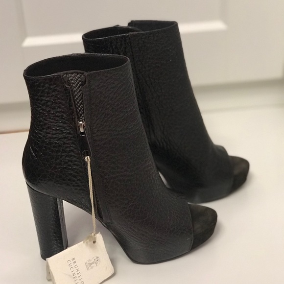Brunello Cucinelli Leather Open- Toe Ankle Boot - Picture 3 of 8
